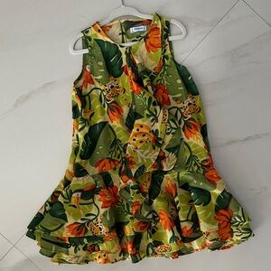 Mayoral Tropical Green and Orange Kids Ruffled Dress
